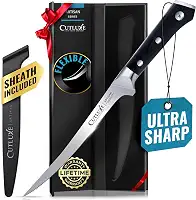 Cutluxe Faca Para Filé De Peixe E Carne, Filetagem 7", Aço Alemão Alto Carbono, Flexível, Design Ergonômico Com Cabo Espiga Completa, Série Artisan