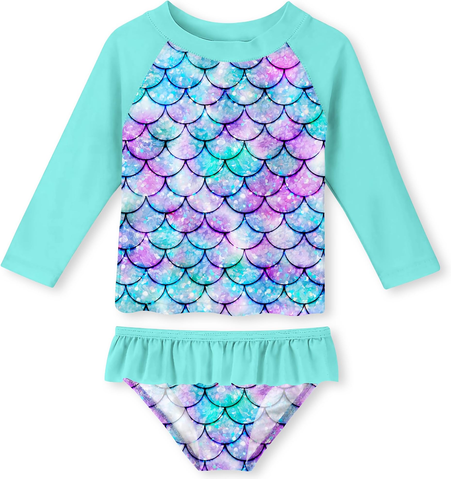 Toddler Girls Swimsuit Rashguard Set Summer Beach Breathable Tankini with UPF 50+ Sun Protection 2-8T