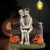 TERESA'S COLLECTIONS Halloween Decorations, Love Never Dies, Skeleton Decor, Couple Kissing Skeletons and Solar Light, 10', Waterproof Resin Halloween Decor, Skeleton Gifts Indoor/Outdoor Large