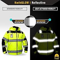 Vista 3 de KwikSafety Chaquetas reflectantes Bombarderos de trabajo de alta visibilidad aislados para hombre Amarillo, Naranja, Multicolor