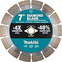 Makita B-69624 7" Segmented Diamond Blade for Concrete, Brick, Block - 4x Longer Life, 40% Faster Cuts