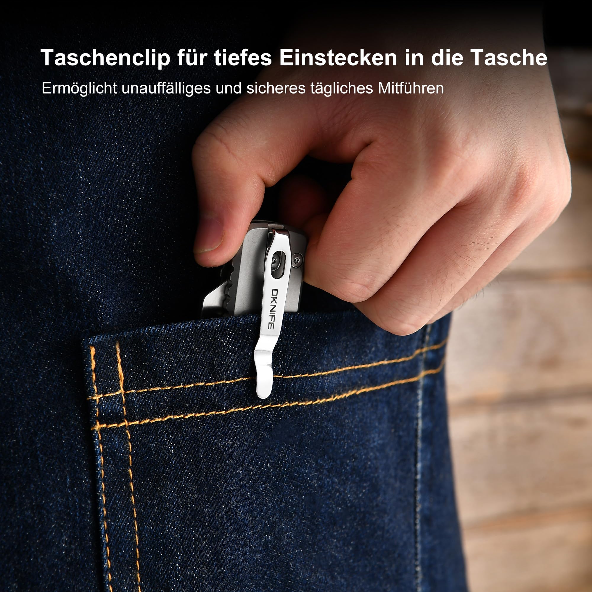 OKNIFE U1 Ultra Titanium EDC Taschenklappmesser Keramikklinge Boxcutter | Leichter Griff mit Knopfsperre & praktischem Taschenclip, kompakter EDC Cutter für Alltag,Taschenmesser