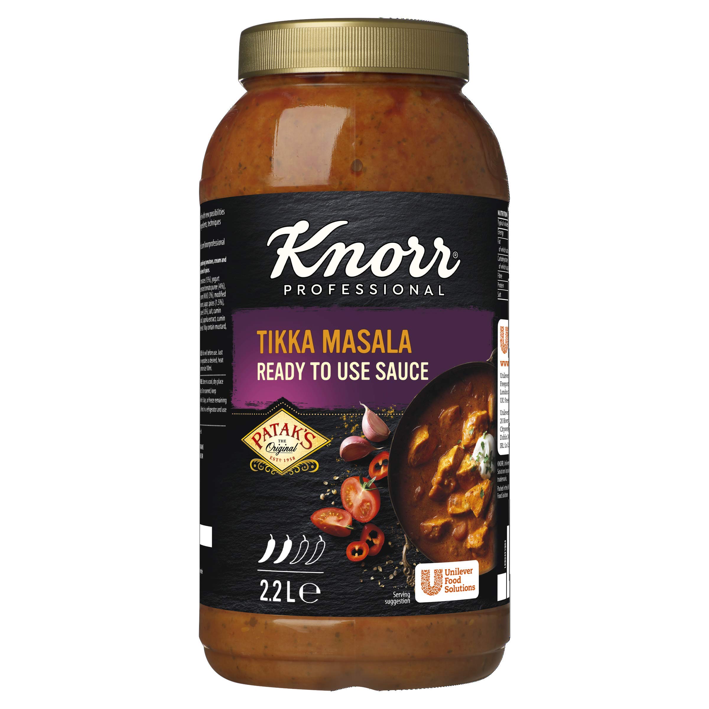 Knorr Patak's Tikka Masala Ready-to-Use Cooking Sauce, Creamy Indian Sauce, 2.2L