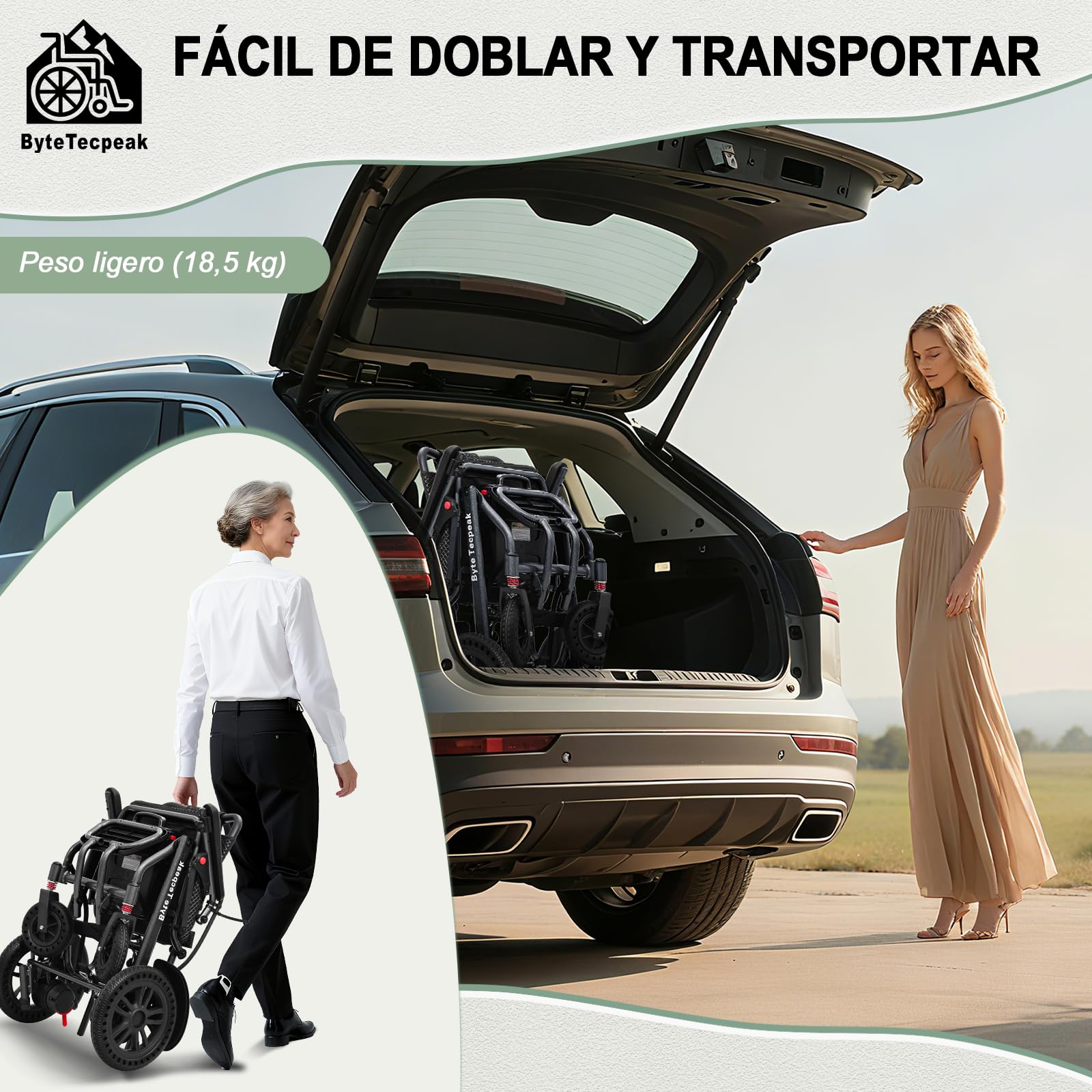 【Versión Mejorada】D14 Silla de Ruedas Eléctrica Plegable para Personas Mayores, Autonomía de 25km, 500W Motor, Cojín de asiento engrosado, Apta para Viajes y Estándares de Embarque (D14-Negro)