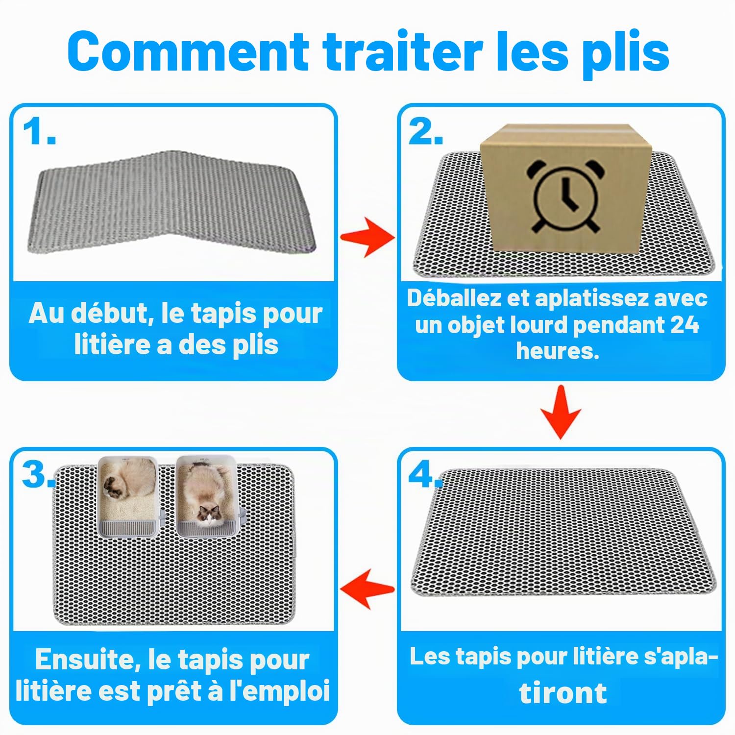 Tapis Litiere Chat xxl 90X60 CM Double Couche Conception en nid d'abeille, Tapis de Litière pour Chat Non Toxique EVA, Tapis Chat Litiere Antidérapante, Lmperméable Facile à Nettoyer Gris