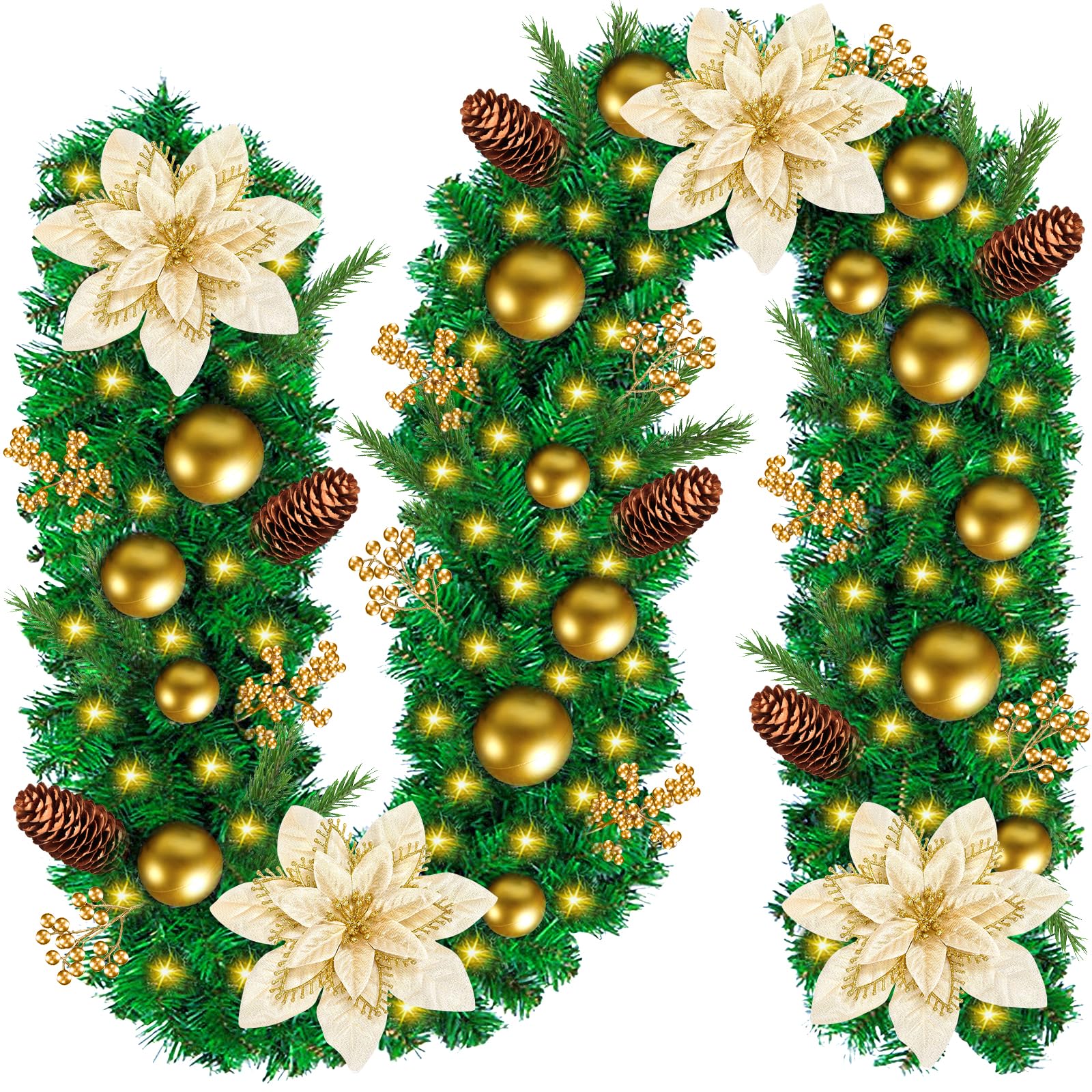 Guirlande De Noël Lumineuse 5m - Sapin Artificiel Avec 100 LED Blanc Chaud - 8 Modes - Pour Intérieur & Extérieur - 3