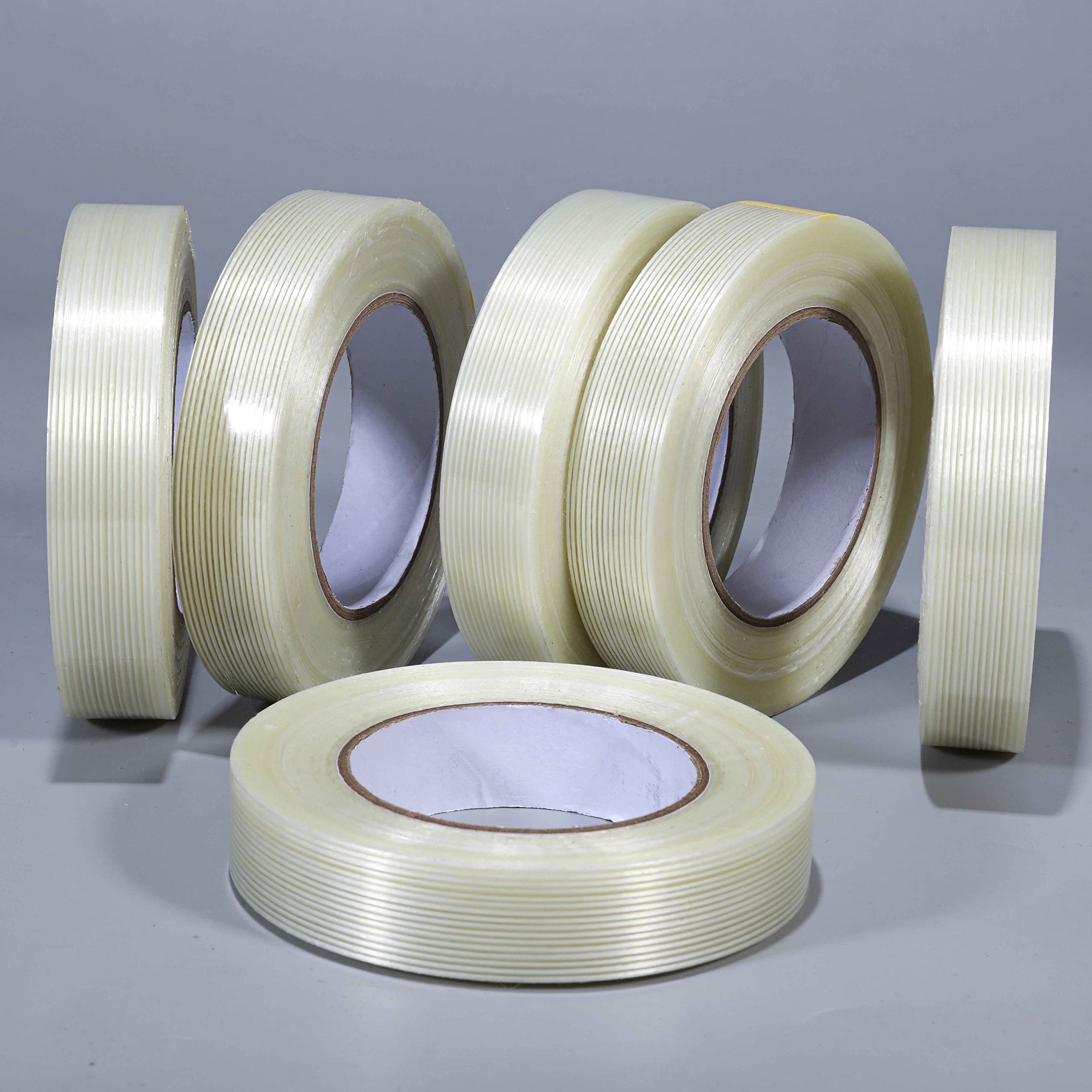 6 Pack,Filament Strapping Tape, 1in×60yds, Mono Fiberglass Transparent Reinforced Packing, Heavy Duty Wearproof Tape, 5.5mils
