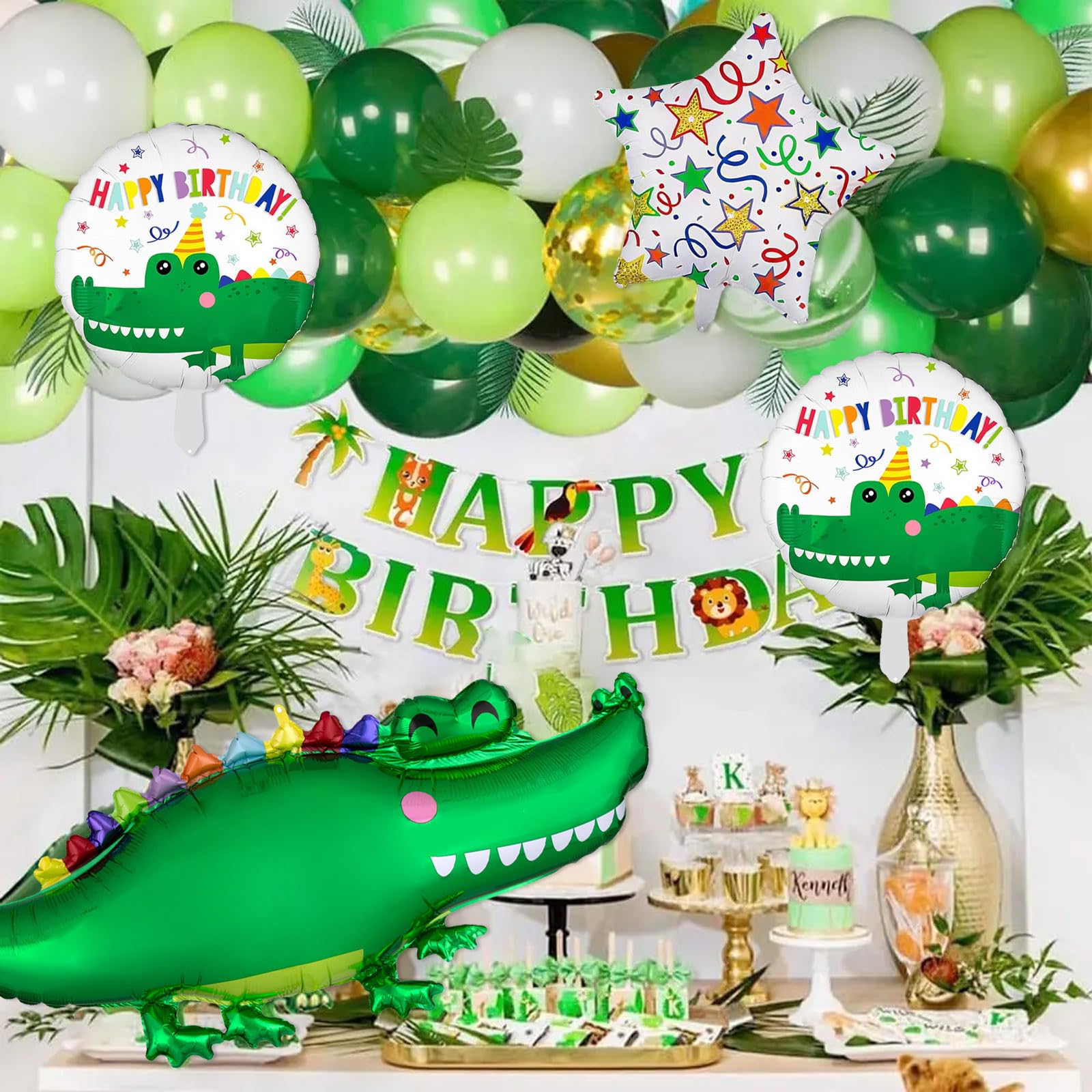 Ovanda Krokodil Luftballons 5 Stück - Folienballons Für Geburtstag & Dschungel-Party