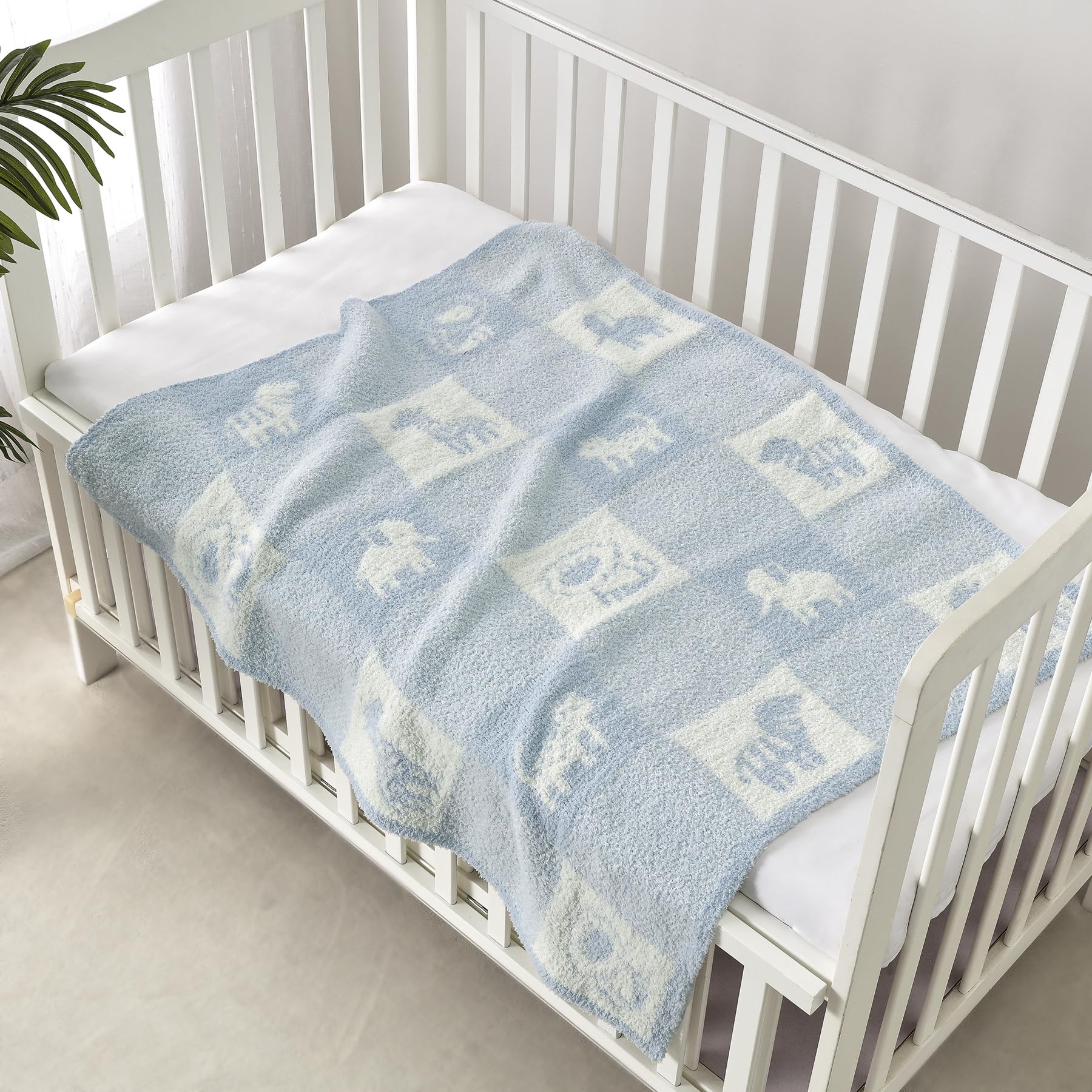 CREVENT Coperta morbida e calda in ciniglia per bambine e ragazzi, essenziale per neonati, regalo per baby shower, 75 x 100 cm, colore blu