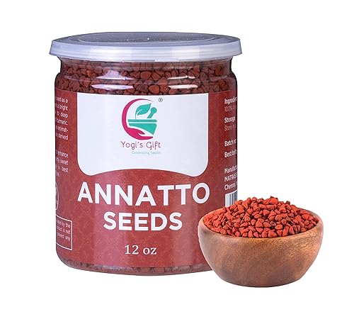 Annatto Seeds 12oz 100% puro y natural Bixa Orellana Achiote Semillas de Annatto para condimentos y frotaciones por Yogi's Gift