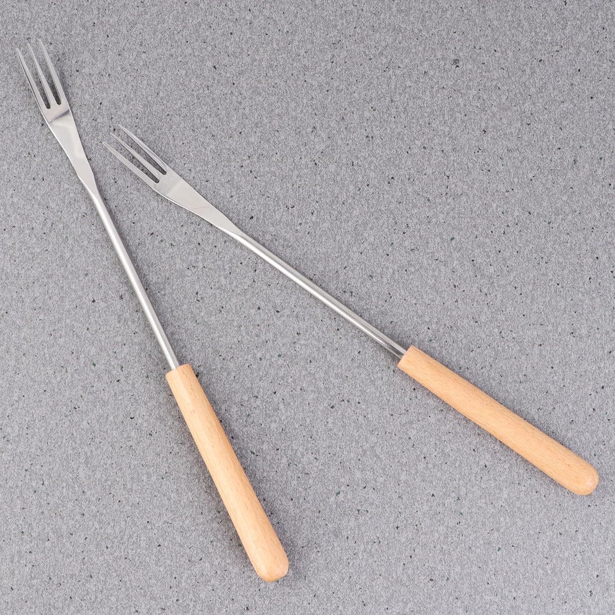 Artibetter Forchette da Fonduta Resistente al Calore Manico in Legno in Acciaio Inox Set 6 per Barbecue, Picnic e Pentola Calda