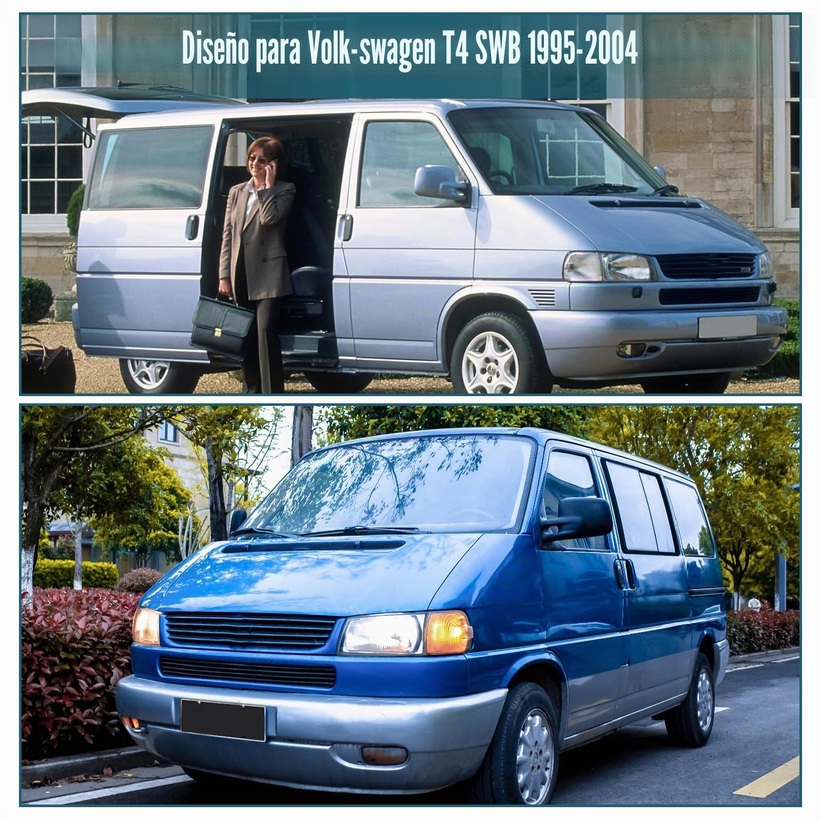 Funda de Coche para VW T4 1995-2004, 210D Impermeable para Todo Tipo de Clima, Resistente al Viento, a Prueba de Nieve, protección UV, para Interiores y Exteriores, Cubierta