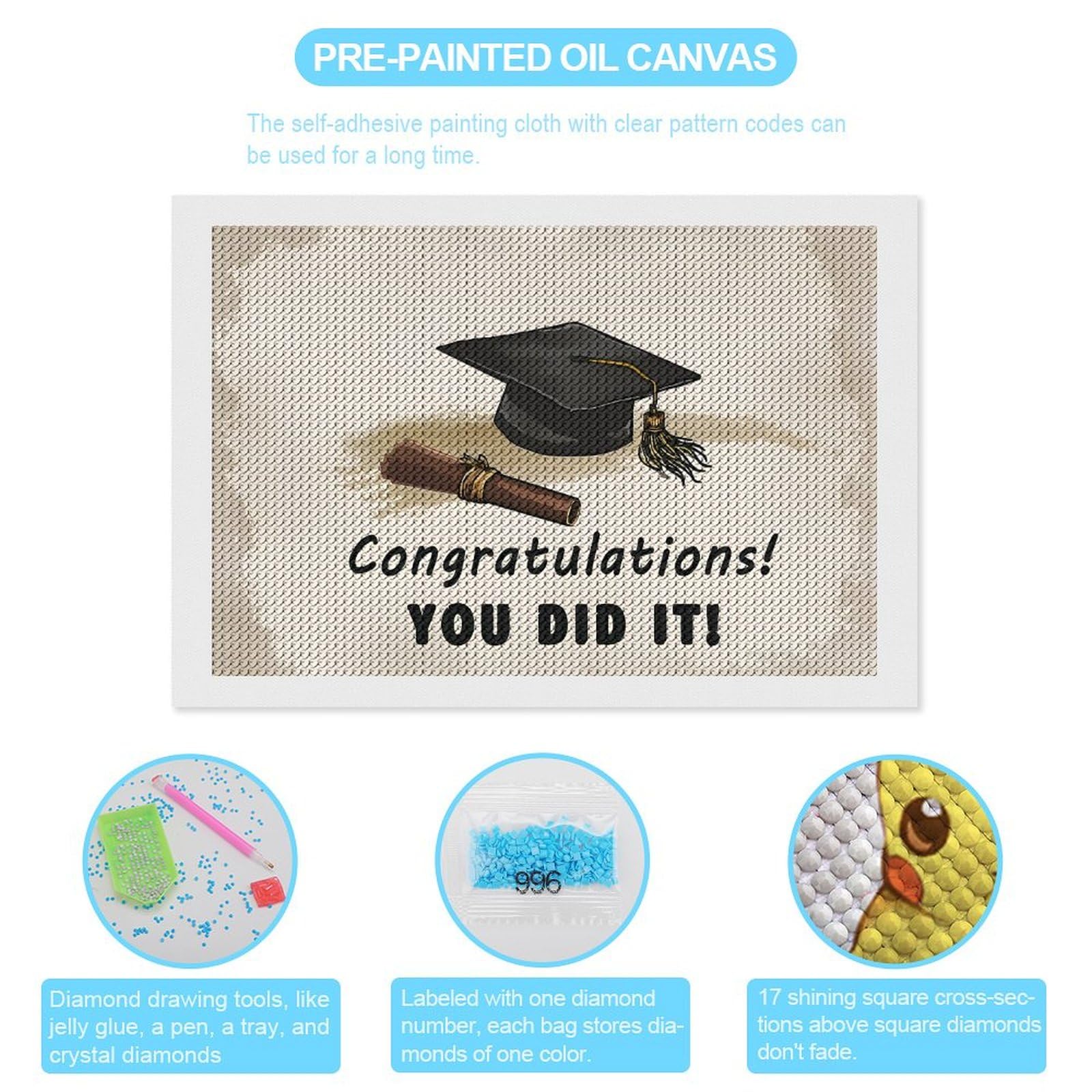 Amazon.com: Dolrlasin Graduation Congrats Diamond Painting Art