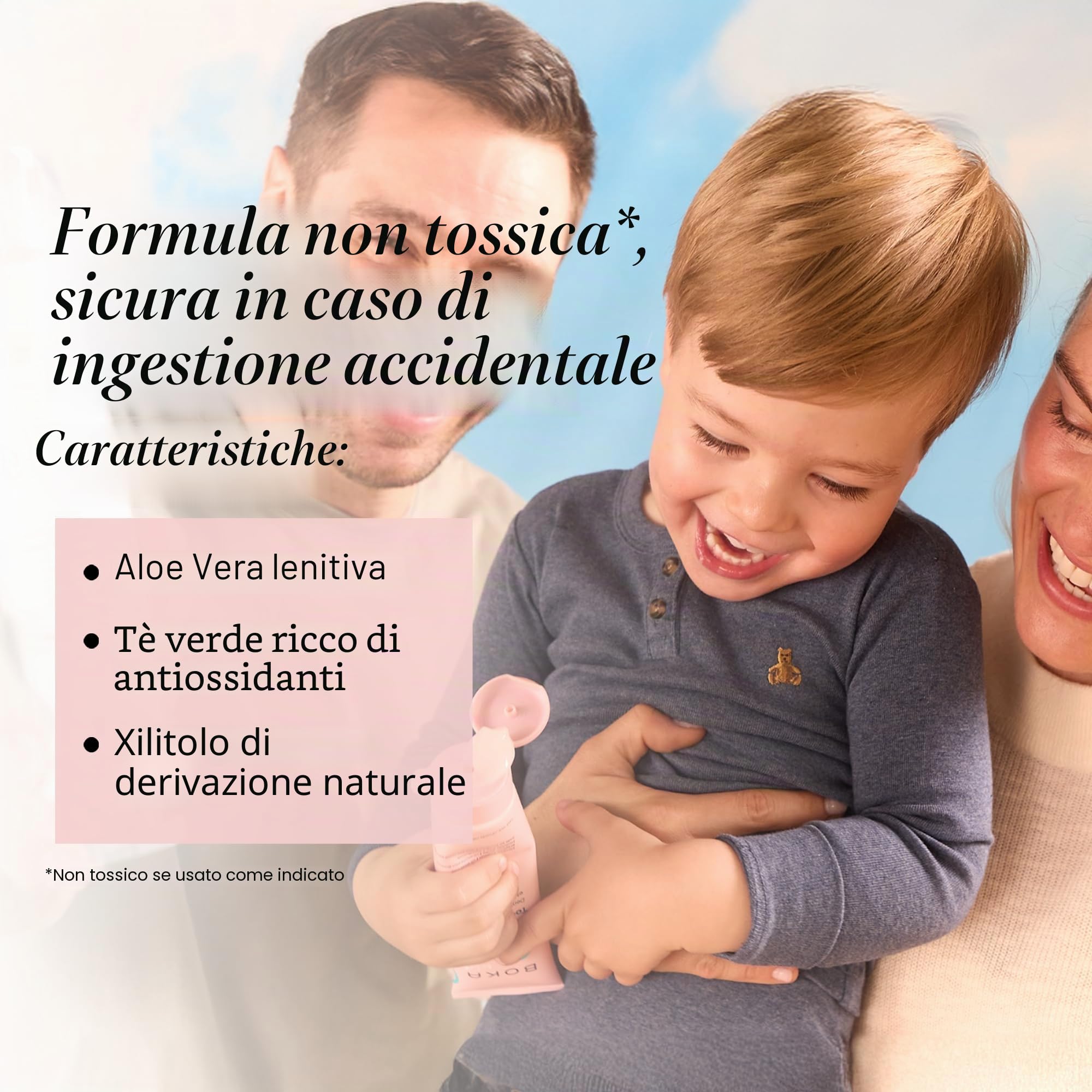 Boka Dentifricio nano idrossiapatite senza fluoro, aiuta a rimineralizzare, adatto per denti sensibili, sbiancamento - per adulti, bambini igiene orale - sapore di menta e anguria, 120 ml, 1