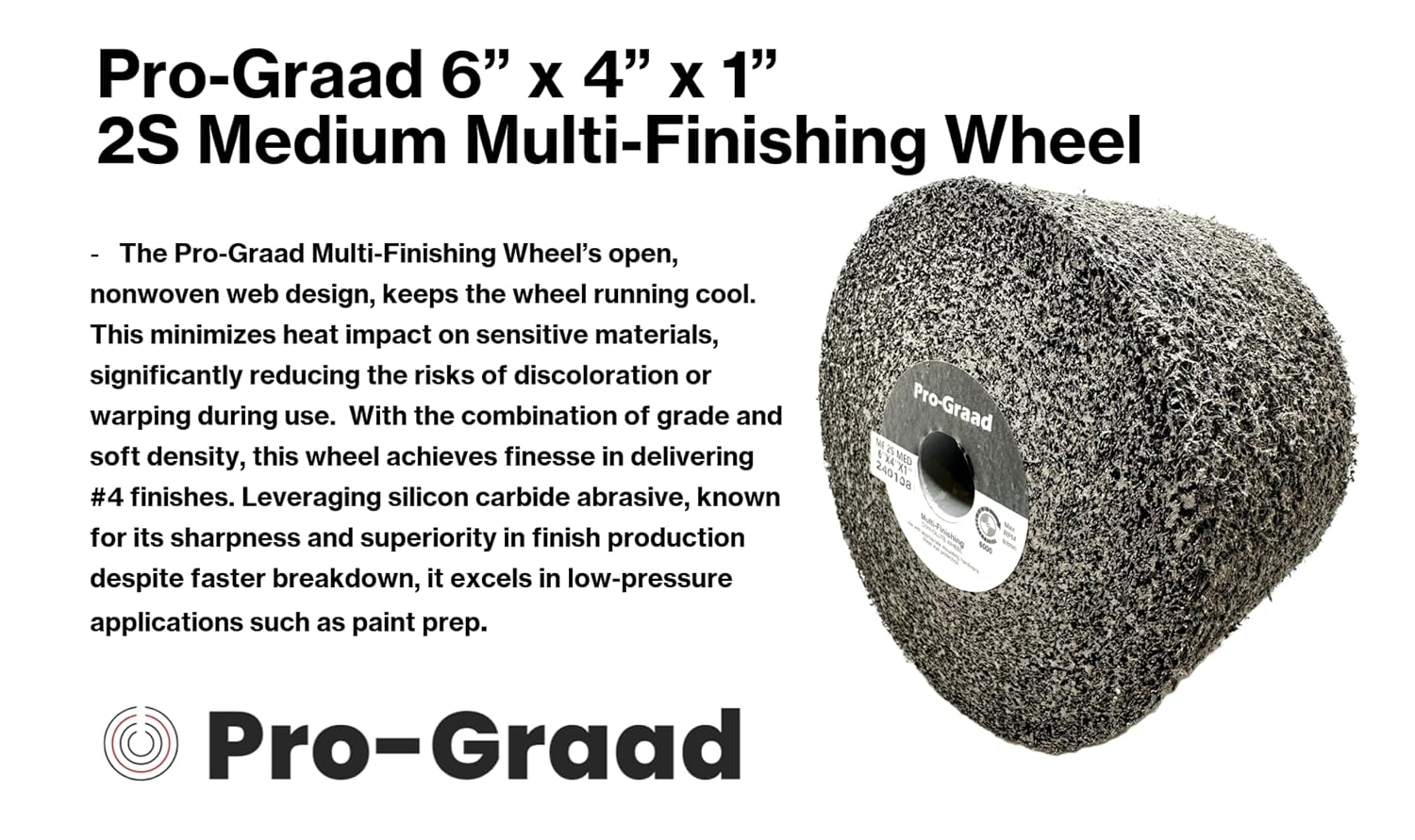 Multi-Finishing Wheel – 6” x 4” x 1” 2S Medium Grit Silicon Carbide - Stainless Steel Finishing Convolute Wheel 13358 – for #4 Finish - 1 Pack