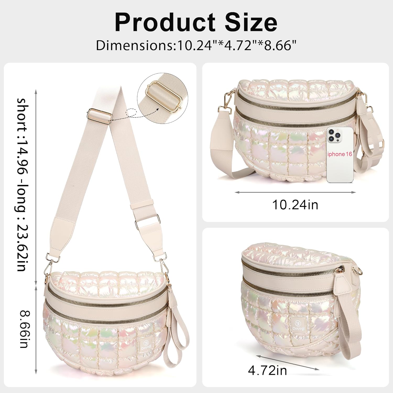 Puffer Crossbody Bum Bags for Women Puffy Checkered Purse Quilted Fanny Pack - Image 3