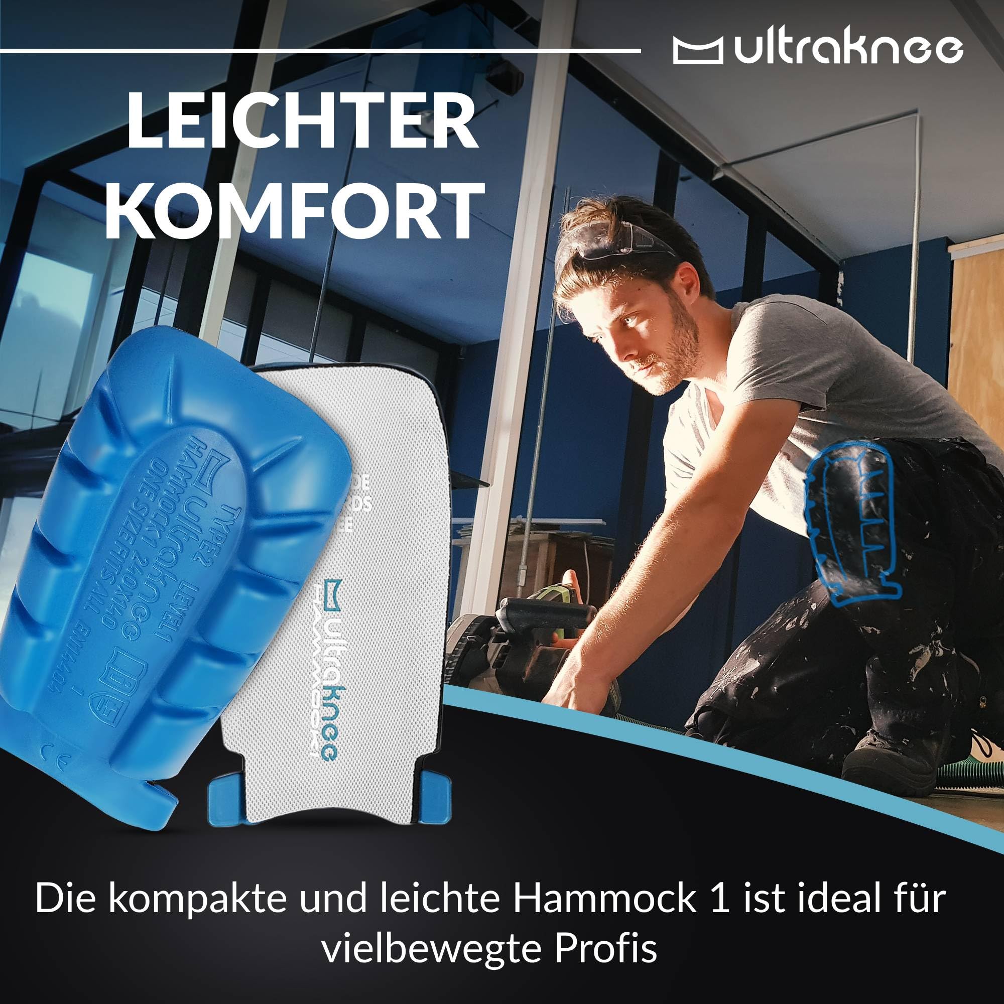 Hammock 1 | Professionelle Knieschoner für Arbeit & Garten | Komfortabel | Druckverteilend | Langlebig | Ergonomische Knieprotektoren | Knieschützer für Baustelle, Fliesenleger und Gärtner