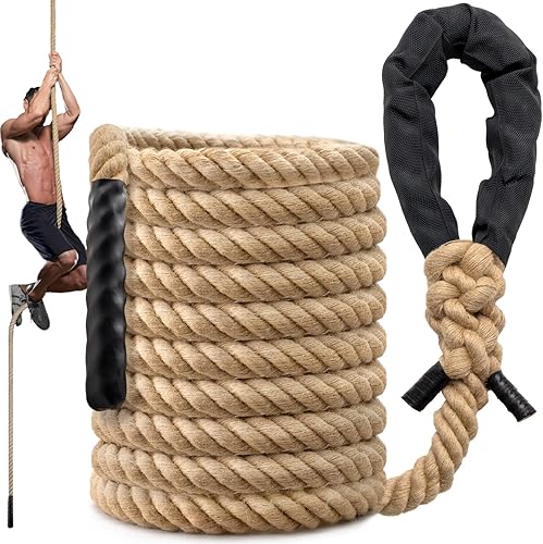 Miniatura 13 de Climbing Rope Gym Workout - 10FT 15FT 20FT 25FT 30FT 35FT Heavy Duty Jute Thick Ropes for Adults Strength Training Outdoor Tree Swing Indoor Home