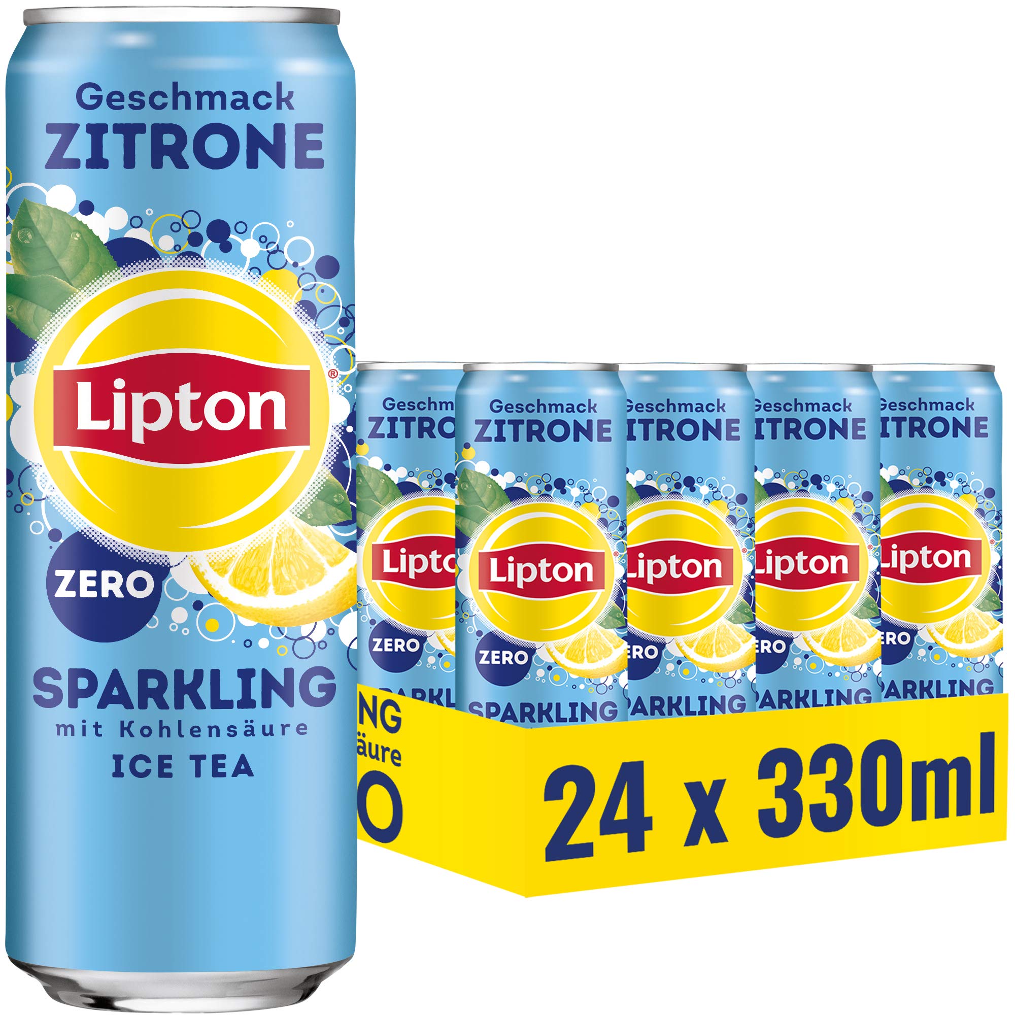 Pepsi Zero Zucker, EINWEG Dose (24 x 0,33 l) & LIPTON ICE TEA Sparkling Zero, Kohlensäurehaltiger Eistee mit Zitronen Geschmack ohne Zucker, EINWEG Dosen (24 x 0.33 l)