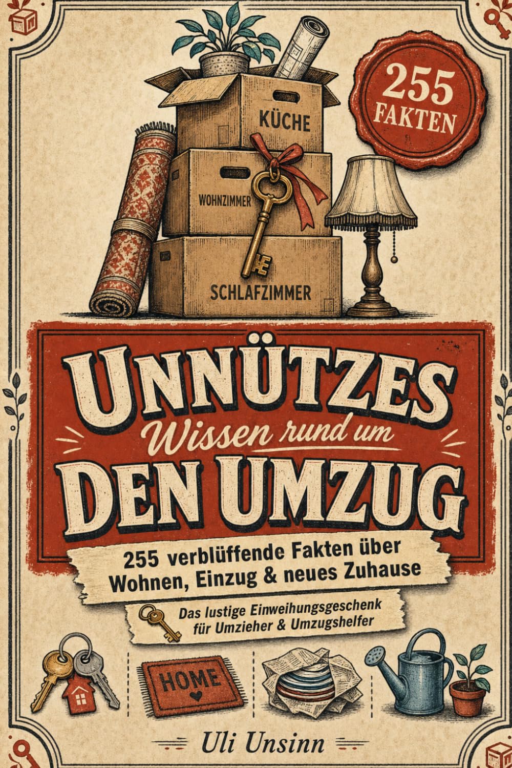 Unnützes Wissen rund um den Umzug: 255 verblüffende Fakten über Wohnen, Einzug & neues Zuhause | Das lustige Einweihungsgeschenk für Umzieher & Umzugshelfer