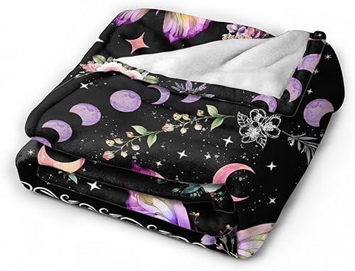 Miniatura 4 de Manta Bohu de mariposa y luna, gran regalo de mariposa para niños y niñas, amantes de las mariposas, hermoso patrón de luna y mariposa, súper suave,