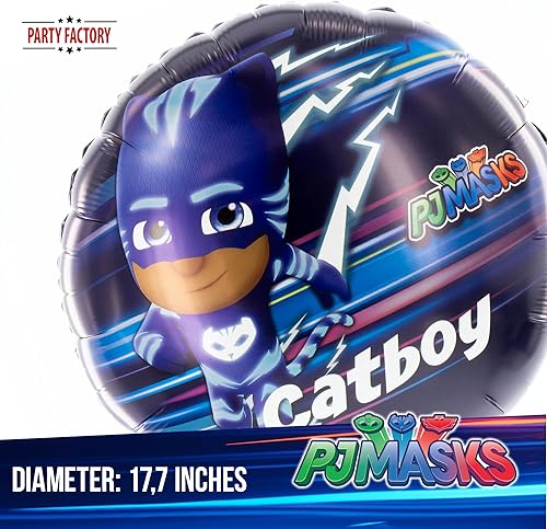 Miniatura 3 de Party Factory Globo de aluminio PJ Masks', 17.7 pulgadas, colorido, héroes de pijama, superhéroe catboy, globo de helio para fiesta de cumpleaños