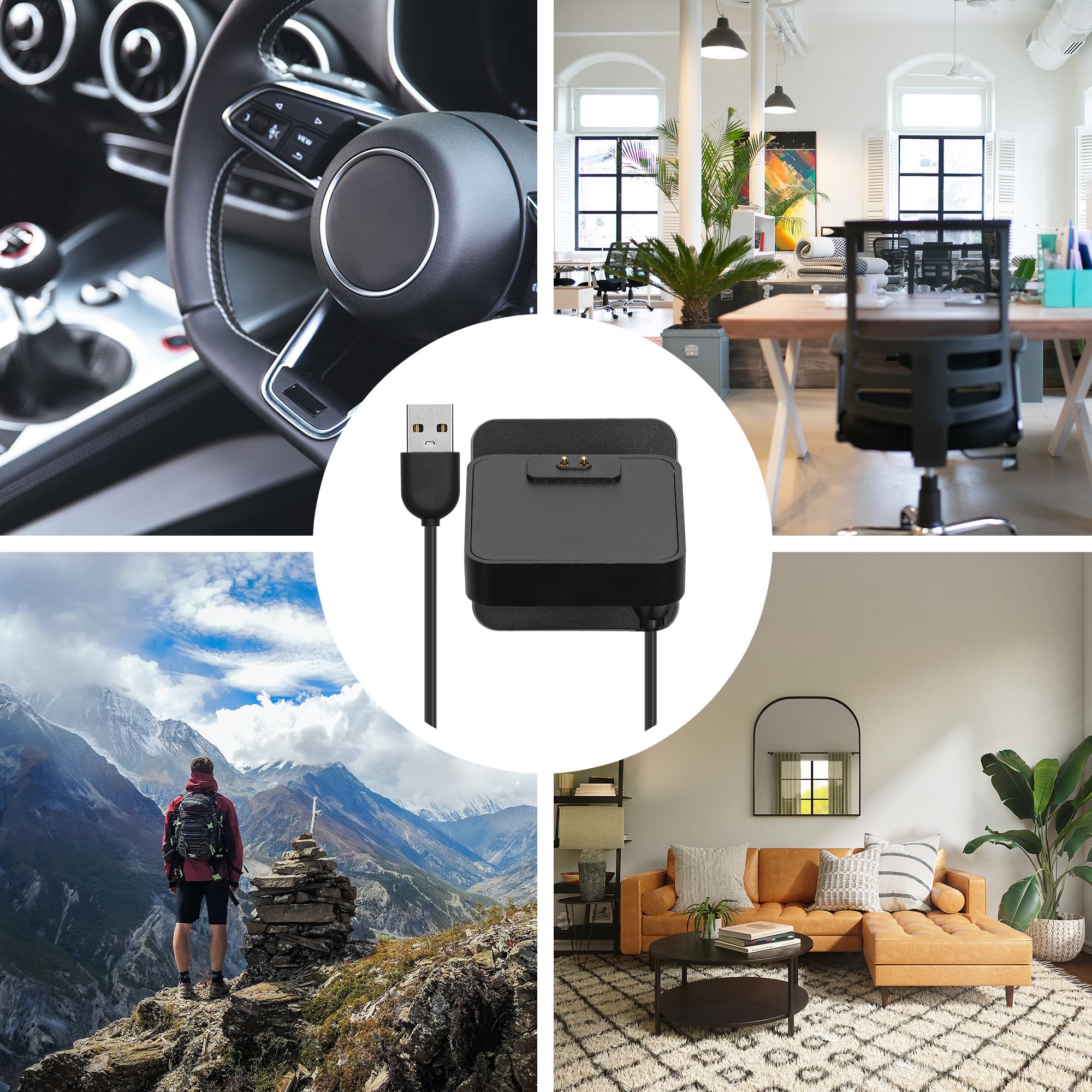 kwmobile Caricabatterie Orologio Fitness Compatibile con Xiaomi Redmi Watch 4 / Redmi Watch 5 / SmartBand 10 9 8 - USB Charger Smart Watch - Stand Caricatore Smartwatch con Filo 100 cm