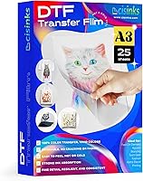 Vista 1 de Cisinks Película de transferencia DTF de alta calidad de 11.75 x 16.5 pulgadas, A3, 25 hojas de papel de transferencia de calor PET transparente