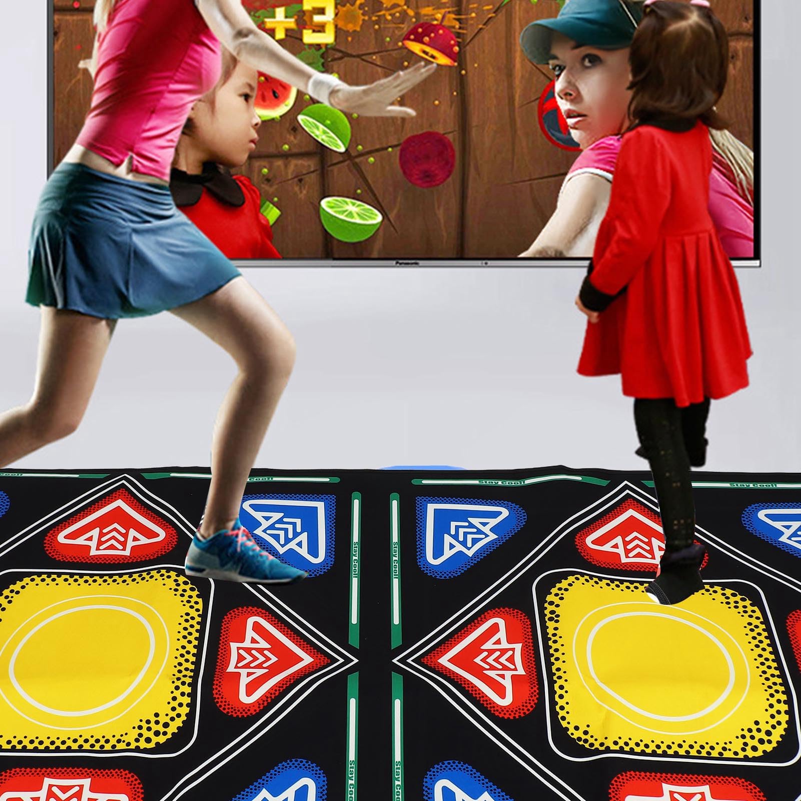 Tnfeeon Tappetino da Ballo Doppio Wireless, Tappetino da Ballo Interattivo Antiscivolo con Alta sensibilità per Giochi di Fitness e Divertimento in Famiglia