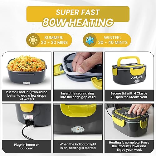 Miniatura 5 de Fiambrera eléctrica de 80 W para adultos  Fiambrera portátil calentada rápida para coche, camión, oficina, lonchera Eléctrica portátil 1224110220V -