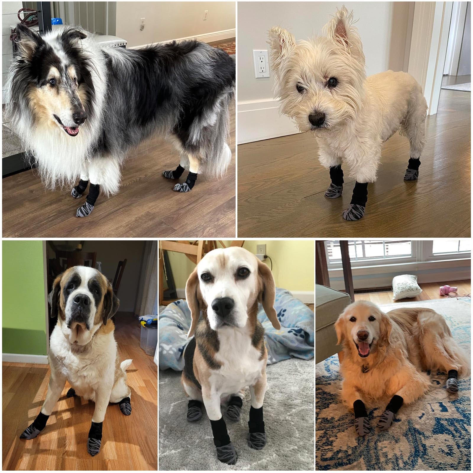 Chaussettes Antidérapantes pour Chien, Chaussettes pour Trottoirs Chauds/Froids, Protège-Pattes pour éviter Le léchage et Le Glissement pour Les Chiens De Taille Moyenne Et Grande (L)