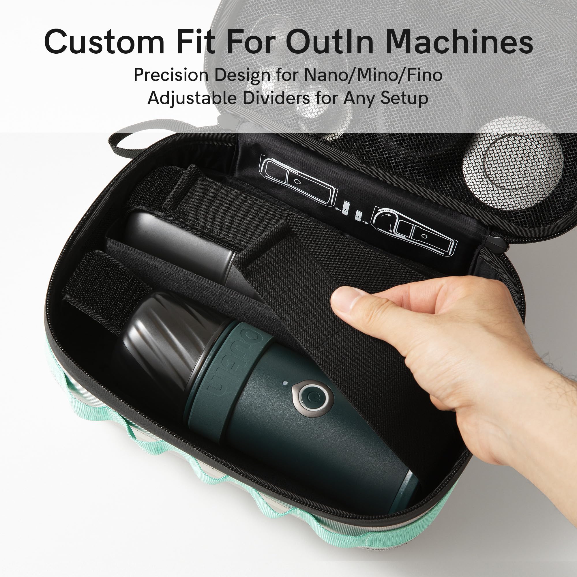 OutIn Étui de Protection EVA Plus, Compatible Double Appareil – Étui Rigide de Voyage, Imperméable & Anti-Saleté, Organiseur Outdoor avec Sangles Internes, pour OutIn Nano, Mino & Fino