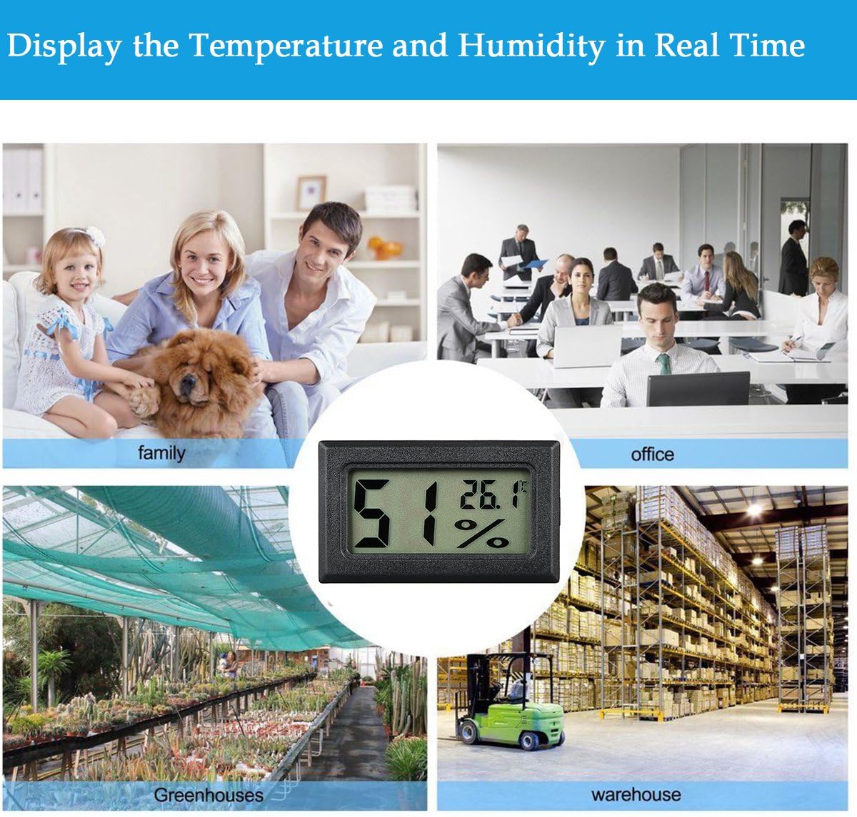 Veanic 4-Pack Mini Digital Electronic Temperature Humidity Meters Gauge Indoor Thermometer Hygrometer LCD Display for Humidors Car Greenhouse Indicator Room - Celsius ℃ Display