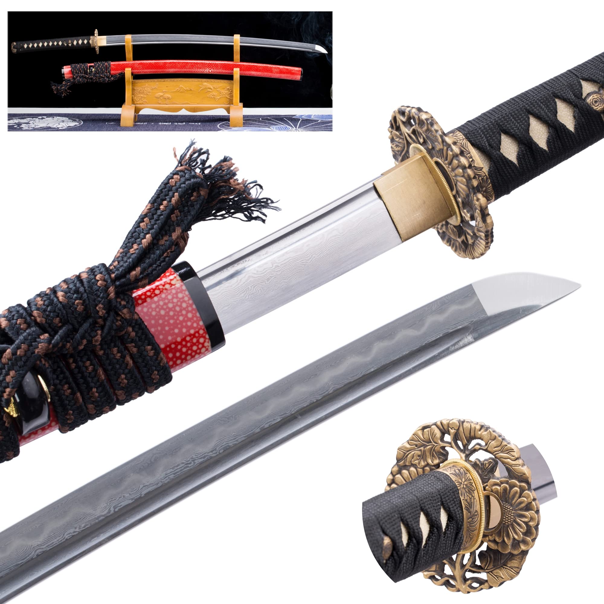 Buy Katana Real 1095+1060 Japanese Katana Samurai Tanjiro Sasuke Anime