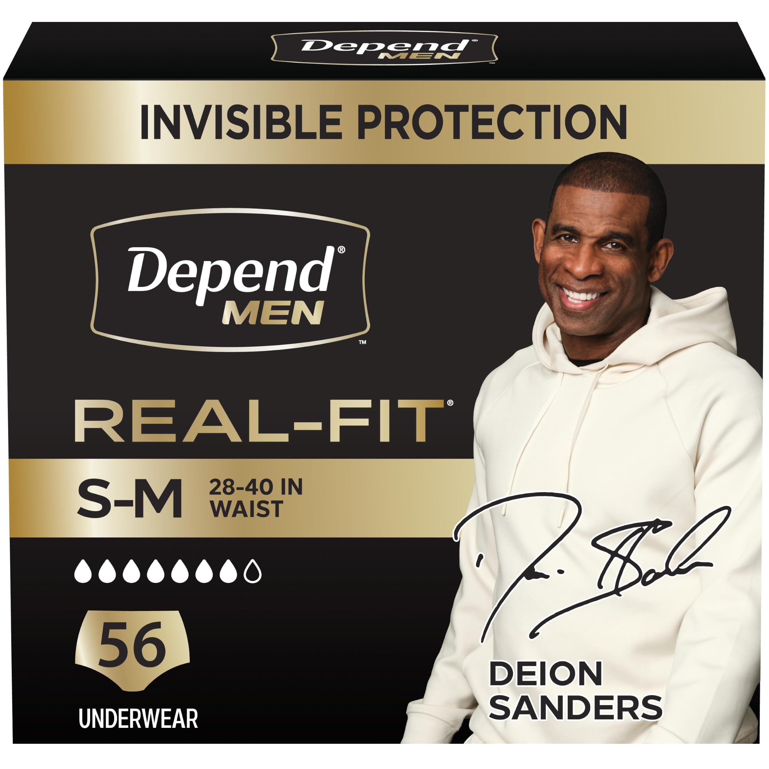 Depend Real Fit Incontinence Underwear for Men, S/M, 56 Count