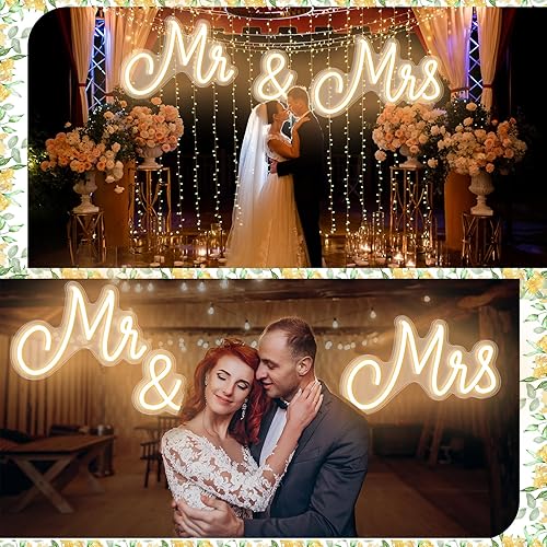 Miniatura 6 de Letrero de neón con luz de neón para boda, telón de fondo LED, decoración de pared, letrero USB de Mr and Mrs para boda, recepción, regalos para