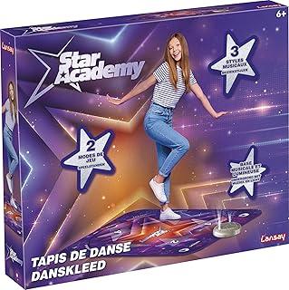 Lansay - Star Academy - Tapis de Danse Électronique Junior - Jeu de Danse pour Enfants Dès 6 Ans - Base Musicale et Lumineuse - 2 Mode de Jeu - 3 Styles Musicaux - Tapis 88x88 cm - Développe Rythme