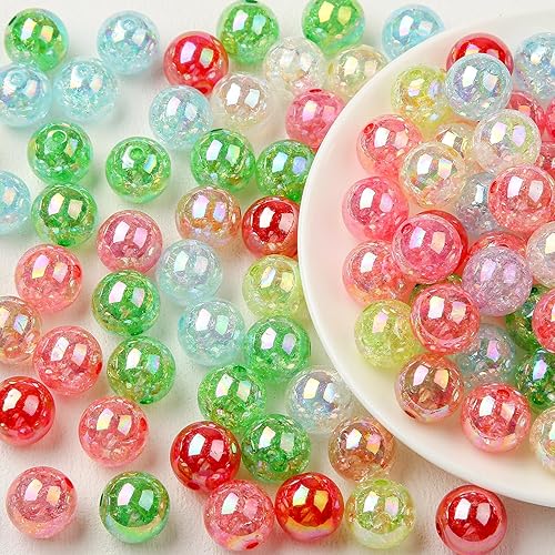 Miniatura 2 de BERMRO Cuentas acrílicas de 0.631 pulgadas (0.630 in), cuentas redondas espaciales, 100 cuentas acrílicas multicolor para pulseras, collares,