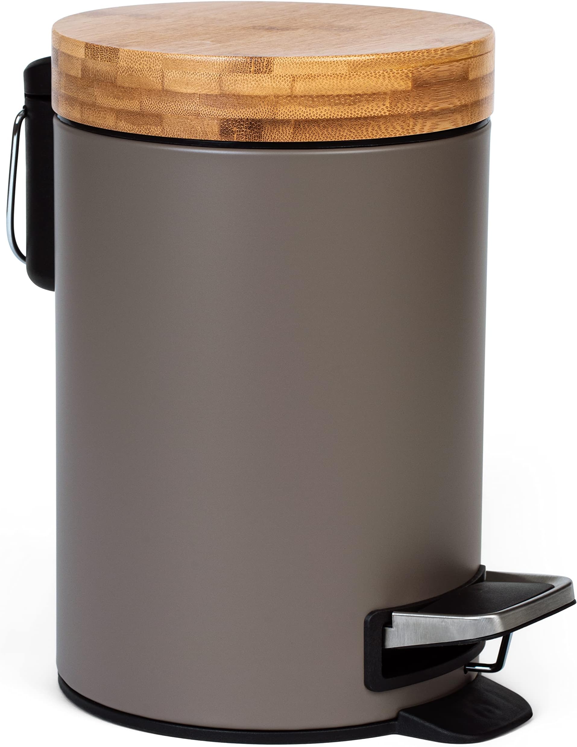 Bamodi Small Toilet Bin with Lids, Stainless Steel, Black Matte ...