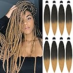 Alrence Pre Stretched Braiding Hair Long Braid 26 Inch 8 Packs Professional Braiding Hair Extensions Synthetic Crochet Twist Braids (26 Inch, T1B/27)