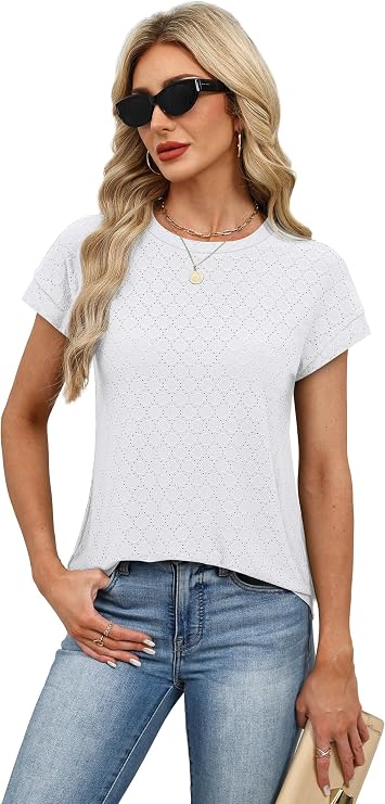 Alaroo Womens Summer Tops Short Sleeve Shirts Crew Neck Tshirt Cute Trendy Tunic Blouses (S-3XL)