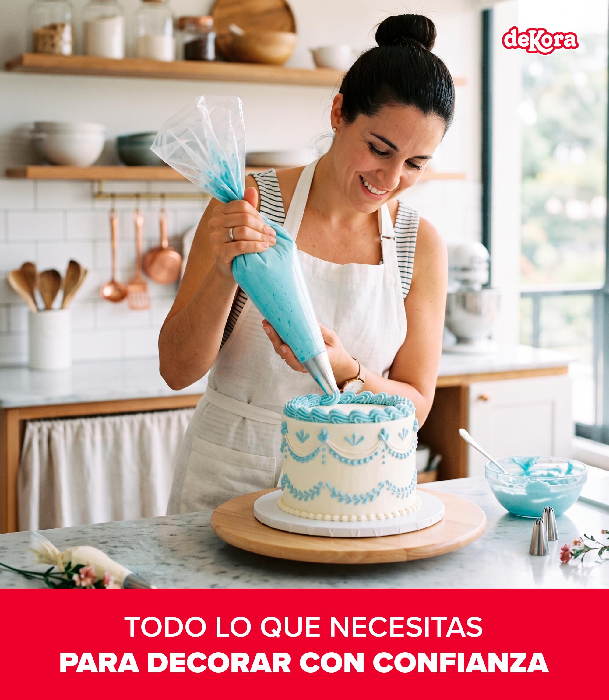 dekora - 100 Mangas Pasteleras Desechables Profesionales 65 cm, 80 Micras