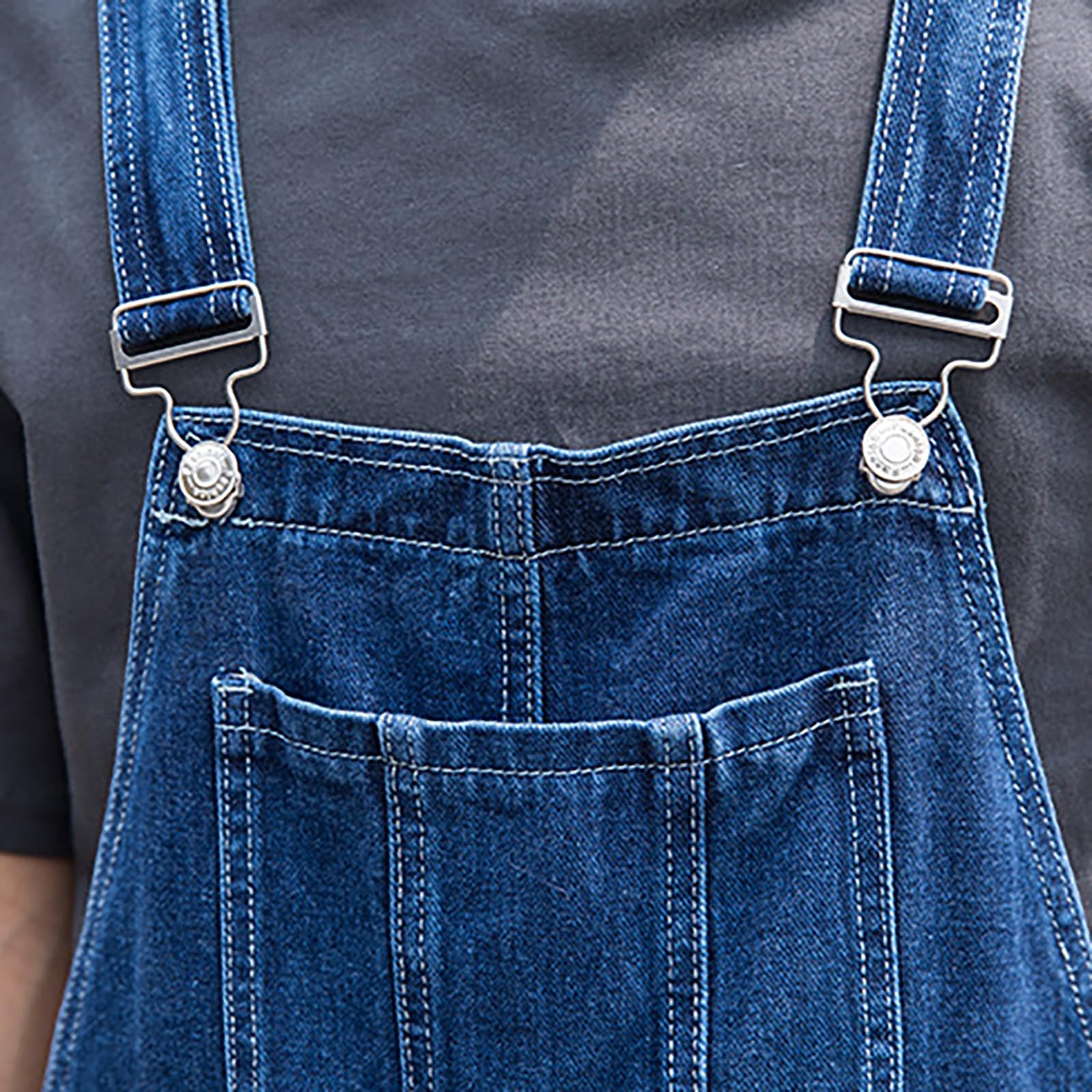 Generisch Salopette da uomo, jeans lunghi, da uomo, vestibilità regolare, in denim, grandi dimensioni, jeans elasticizzati, tinta unita, per il tempo libero, casual, semplice