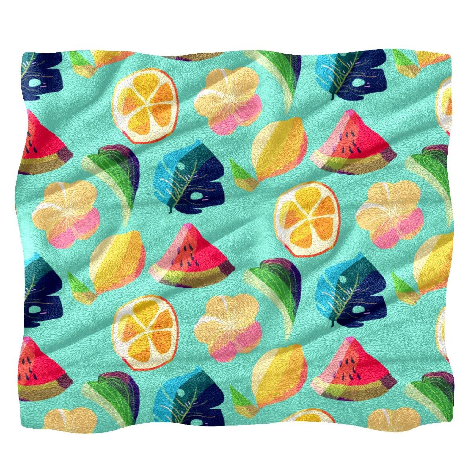 Couverture polaire canapé lit plaid doux confortable fruits tropicaux
