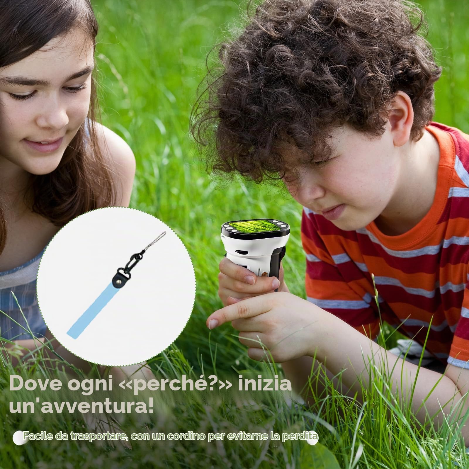 3 in 1 Microscopio Digitale per Bambini 1000X Microscopio Portatile da 2.0" con 6 Luci LED Regolabili 14pcs Preparato Slide Esemplare e Scheda 32 GB, Natale e Compleanno