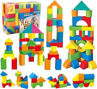 Foam Blocks for Toddlers, 138 Pieces EVA Soft Stacking Building Blocks Toy Set, Early Learning Construction Toys & Gifts for Kids, Boys & Girls 18+ Months 1-3 Years