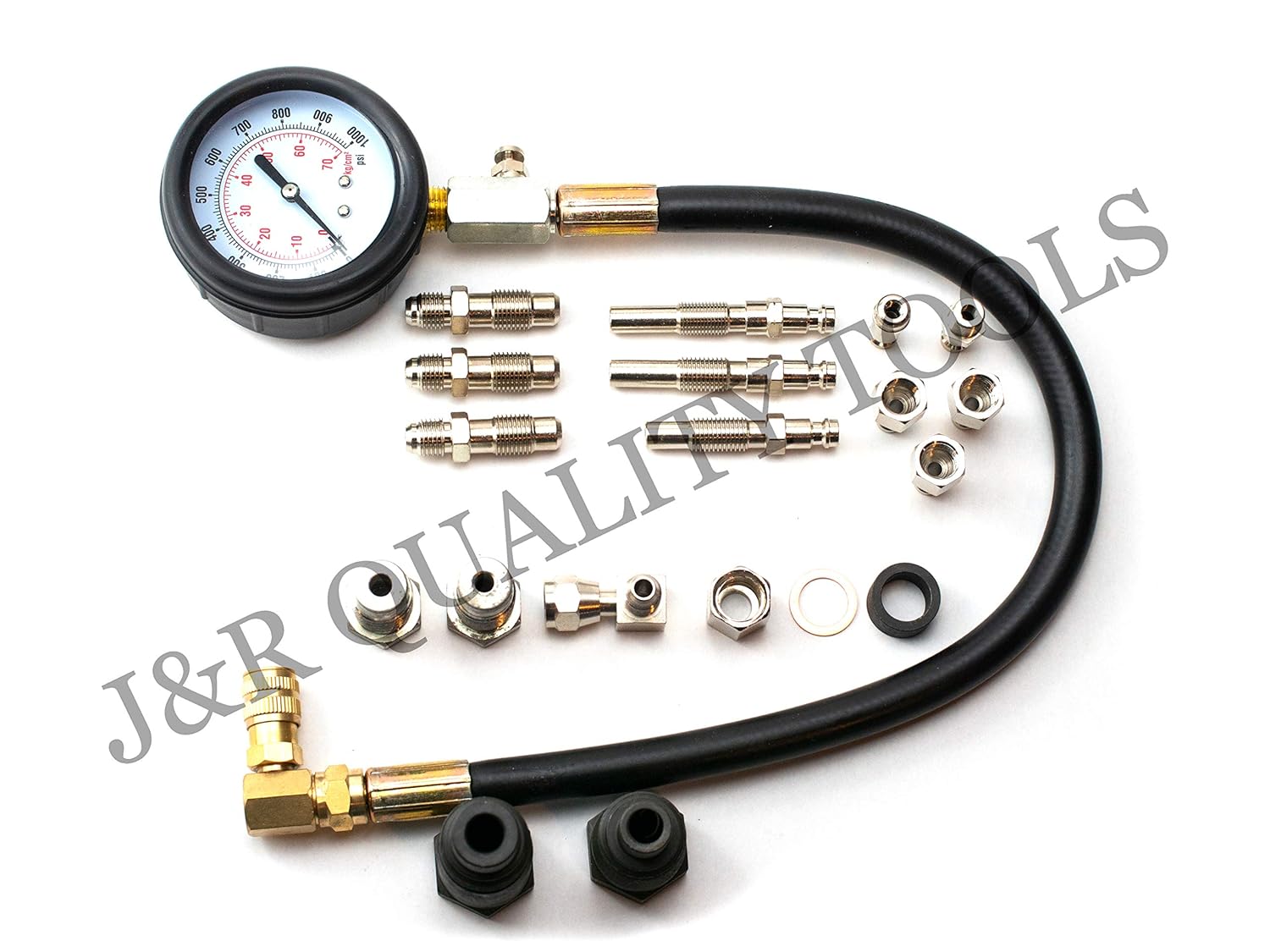 J&R Quality Tools Diesel Engine Compression Cylinder Pressure Tester Gauge Set 0-1000 psi