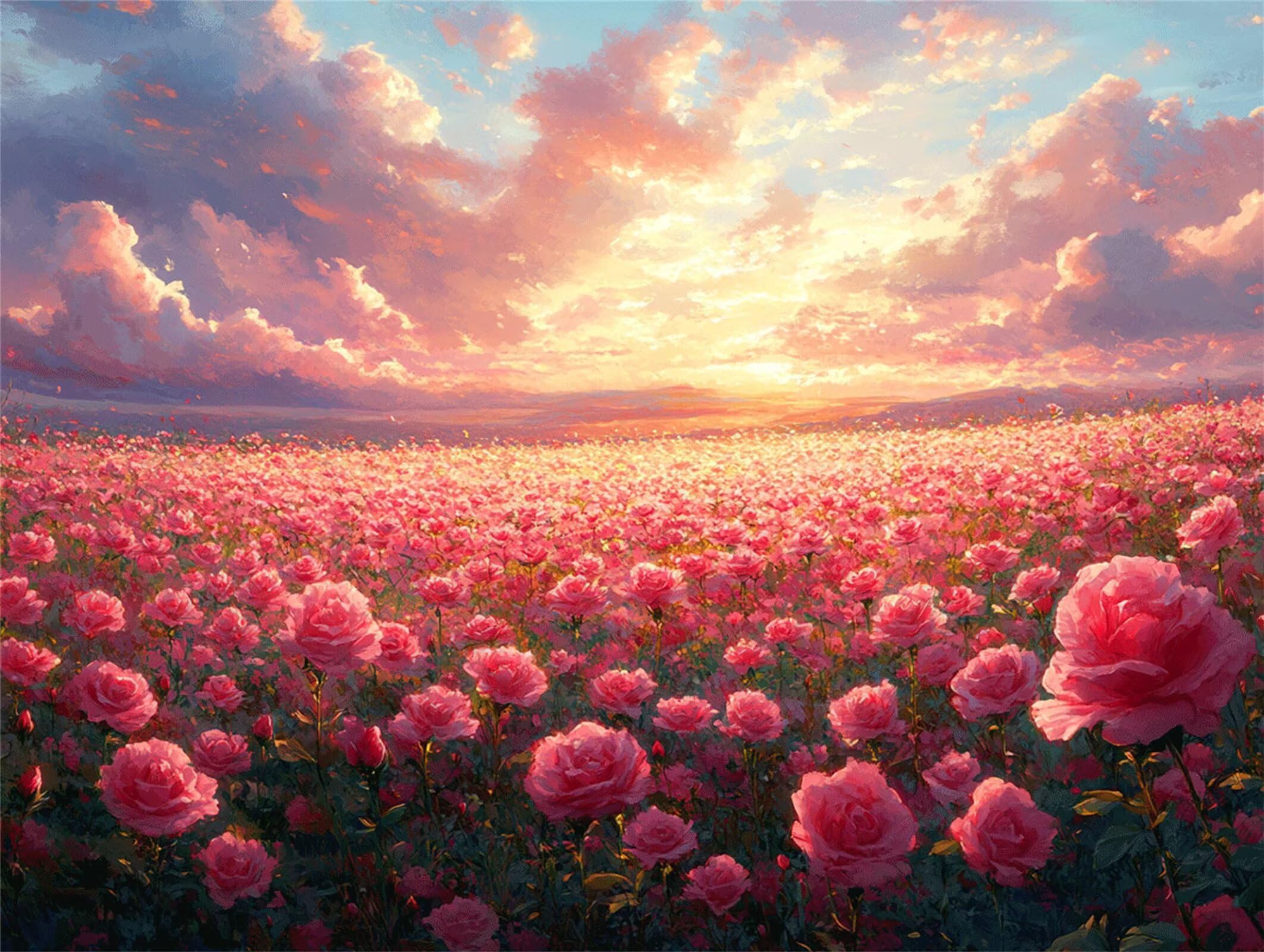 Puzzle 3000 Pièces Adultes Coucher de Soleil Puzzles Classiques Fleur n-442