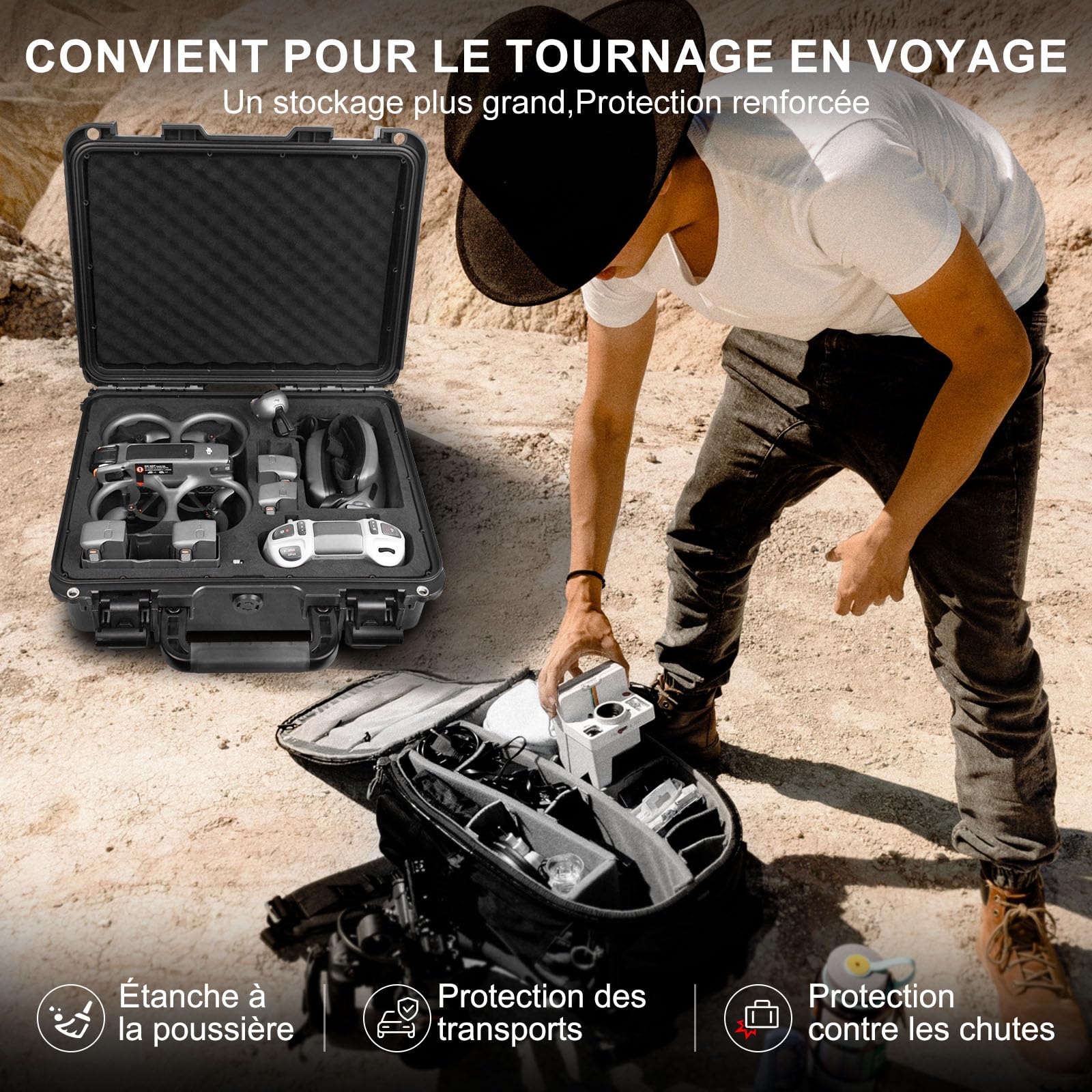LEKUFEE Étui Rigide Étanche pour DJI Avata 2 Drone,Fly More Combo,DJI Goggles 3(Pas Fit Goggles N3),RC Motion 3,FPV Télécommande 3 et Plus d'Accessoires (boîtier Seul)
