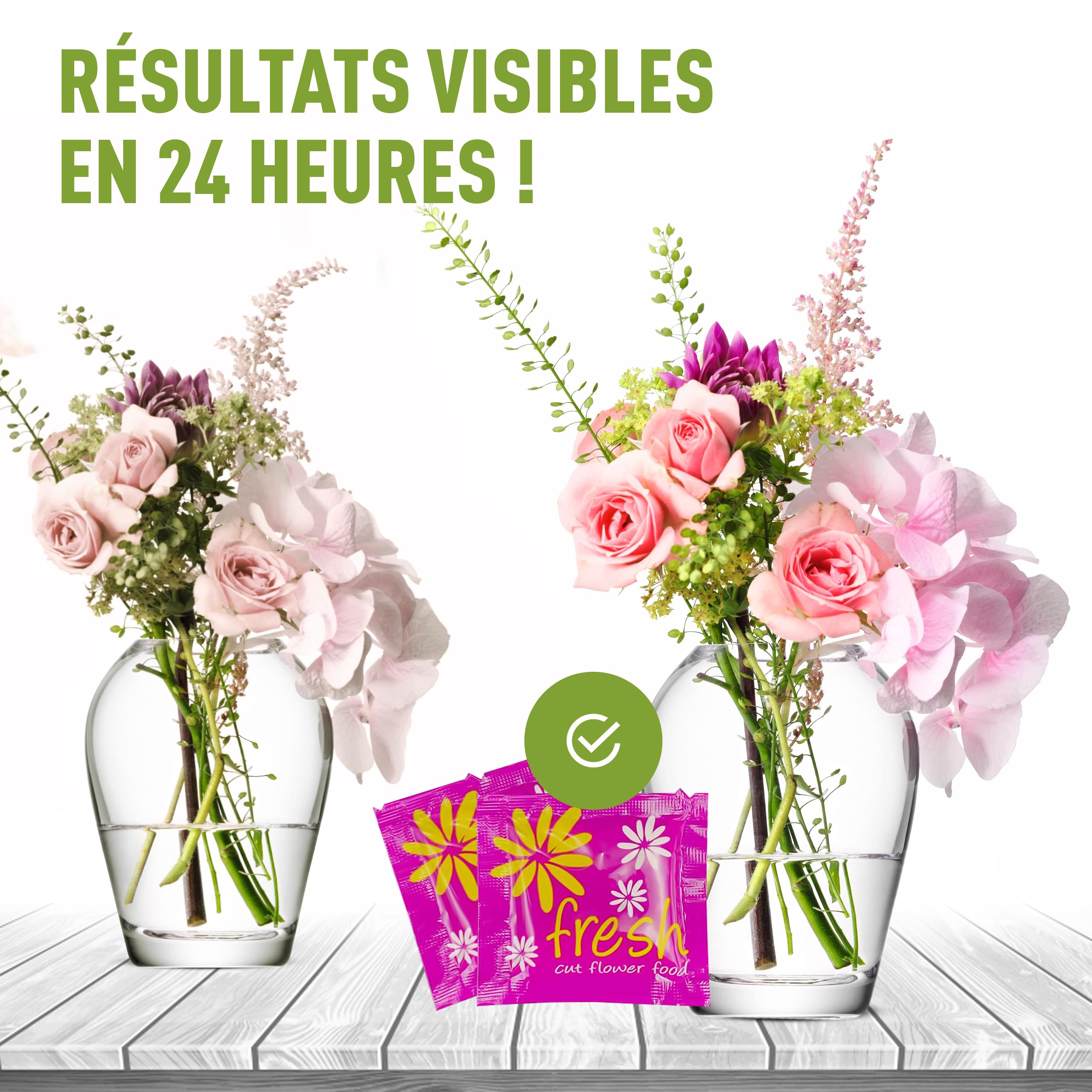 Paquet de 15 conservateurs de fleurs coupées, nutriment pour fleurs coupées fraîches, 15 paquets de conservateur total, 7,5 l de conservateur liquide